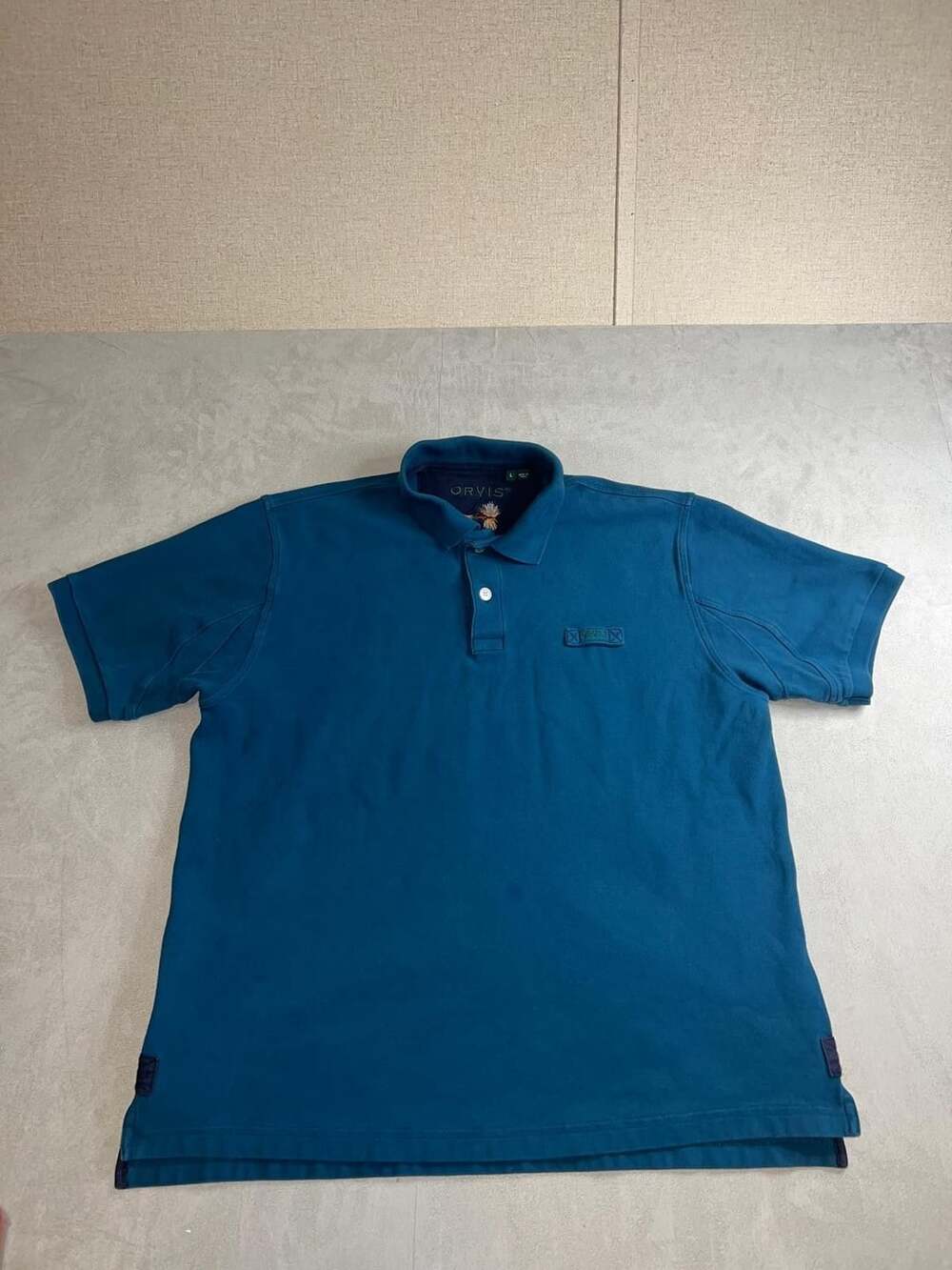 Orvis Polo Shirt Size L Blue Cotton Short Sleeve
